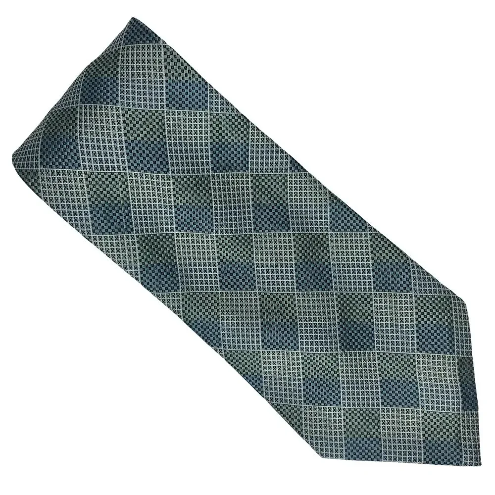Blue and Green Checkered Pattern Tie
